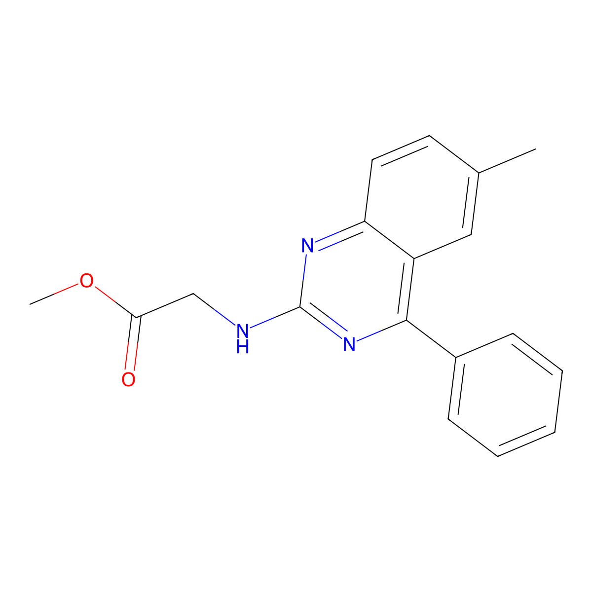 Methyl 2-[(6-methyl-4-phenylquinazolin-2-yl)amino]acetate molecular structure, CAS 620101-29-3