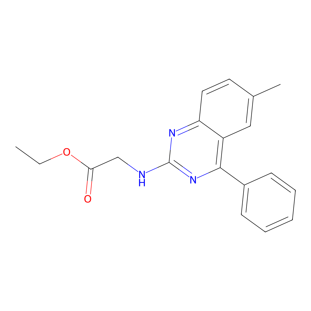 Ethyl 2-[(6-methyl-4-phenylquinazolin-2-yl)amino]acetate molecular structure, CAS 620101-30-6