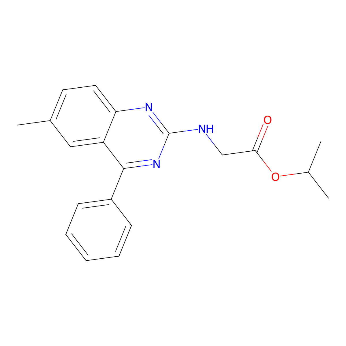 Propan-2-yl 2-[(6-methyl-4-phenylquinazolin-2-yl)amino]acetate molecular structure, CAS 620101-31-7