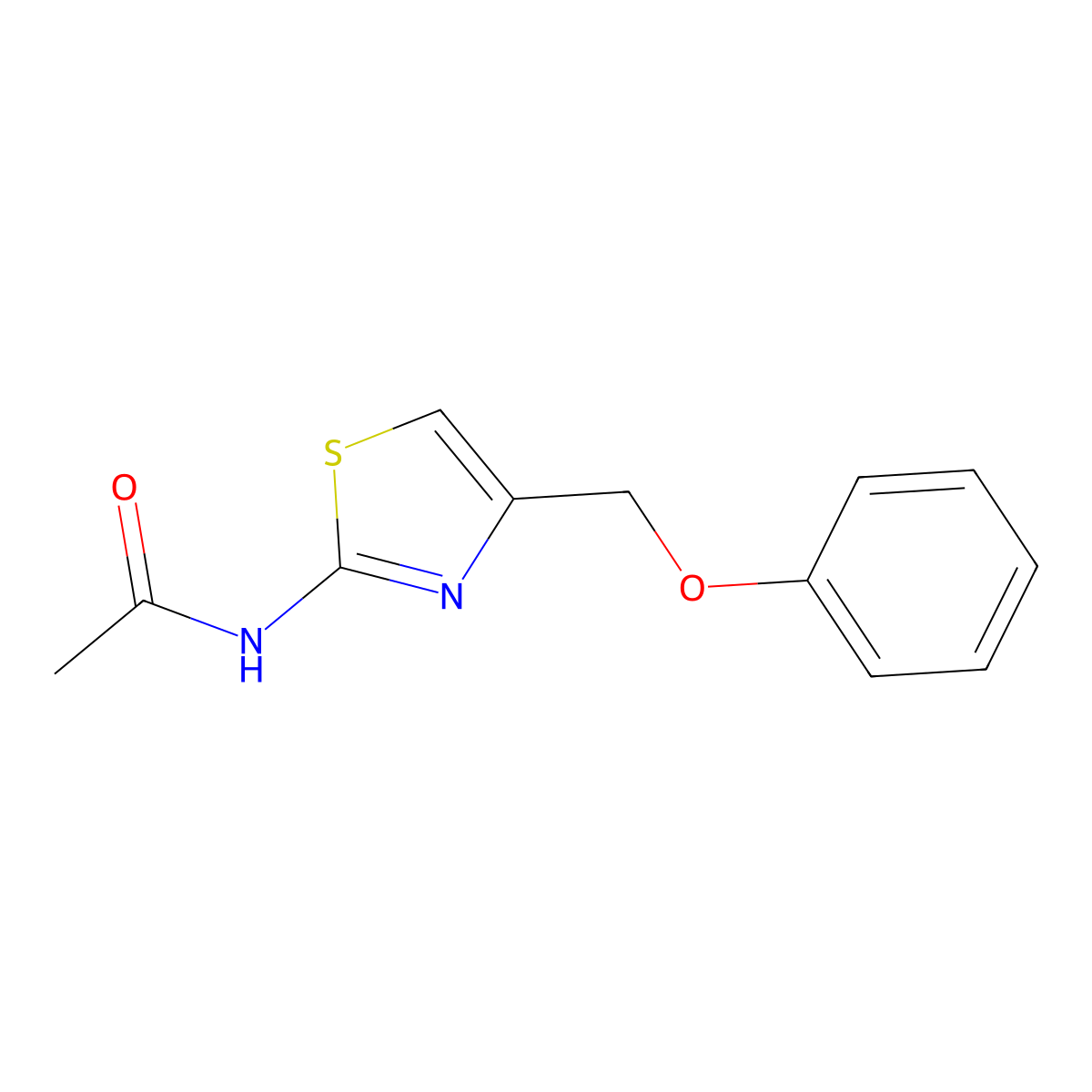 N-[4-(phenoxymethyl)-1,3-thiazol-2-yl]acetamide molecular structure, CAS 620103-14-2