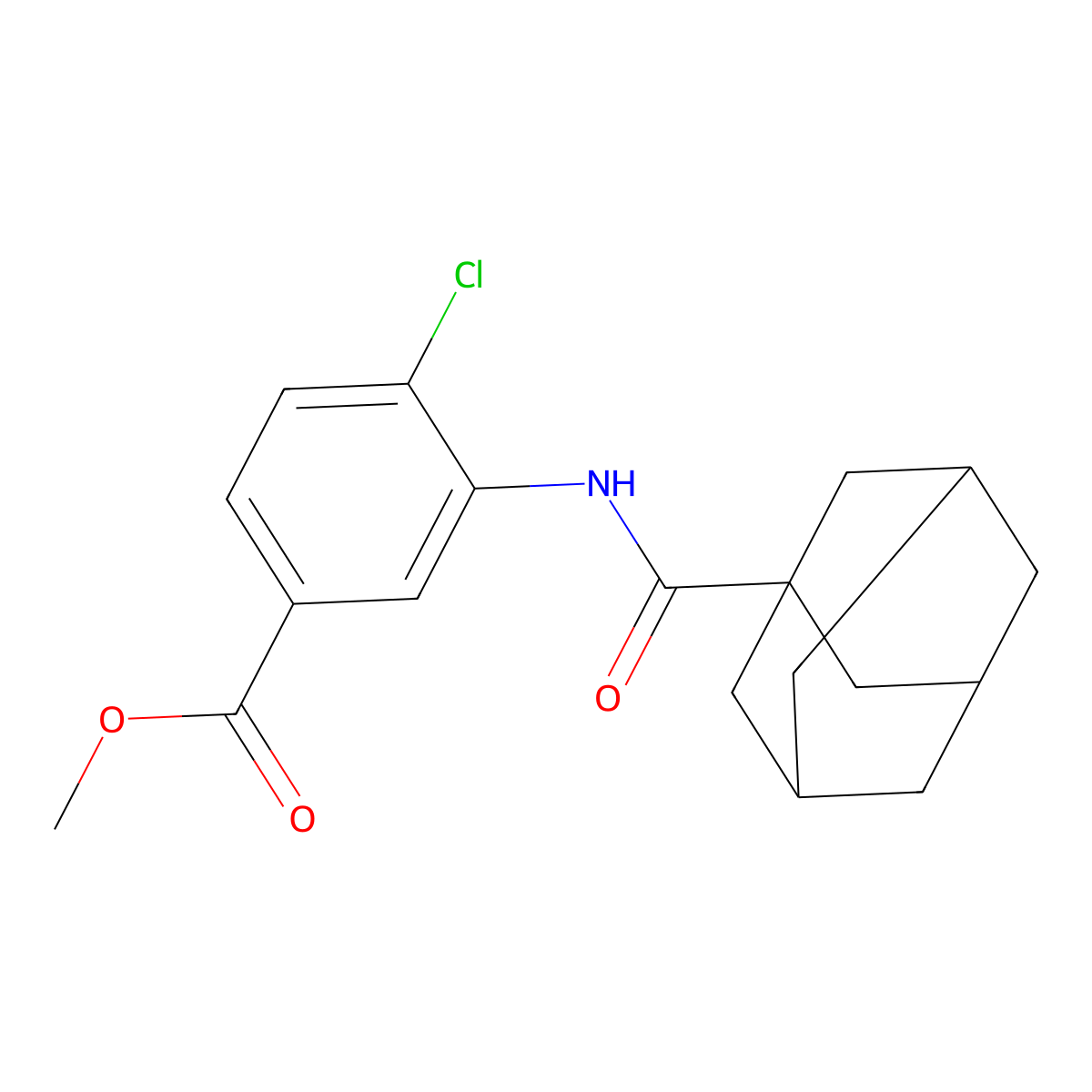 Methyl 3-[(1-adamantylcarbonyl)amino]-4-chlorobenzoate molecular structure, CAS 620103-39-1