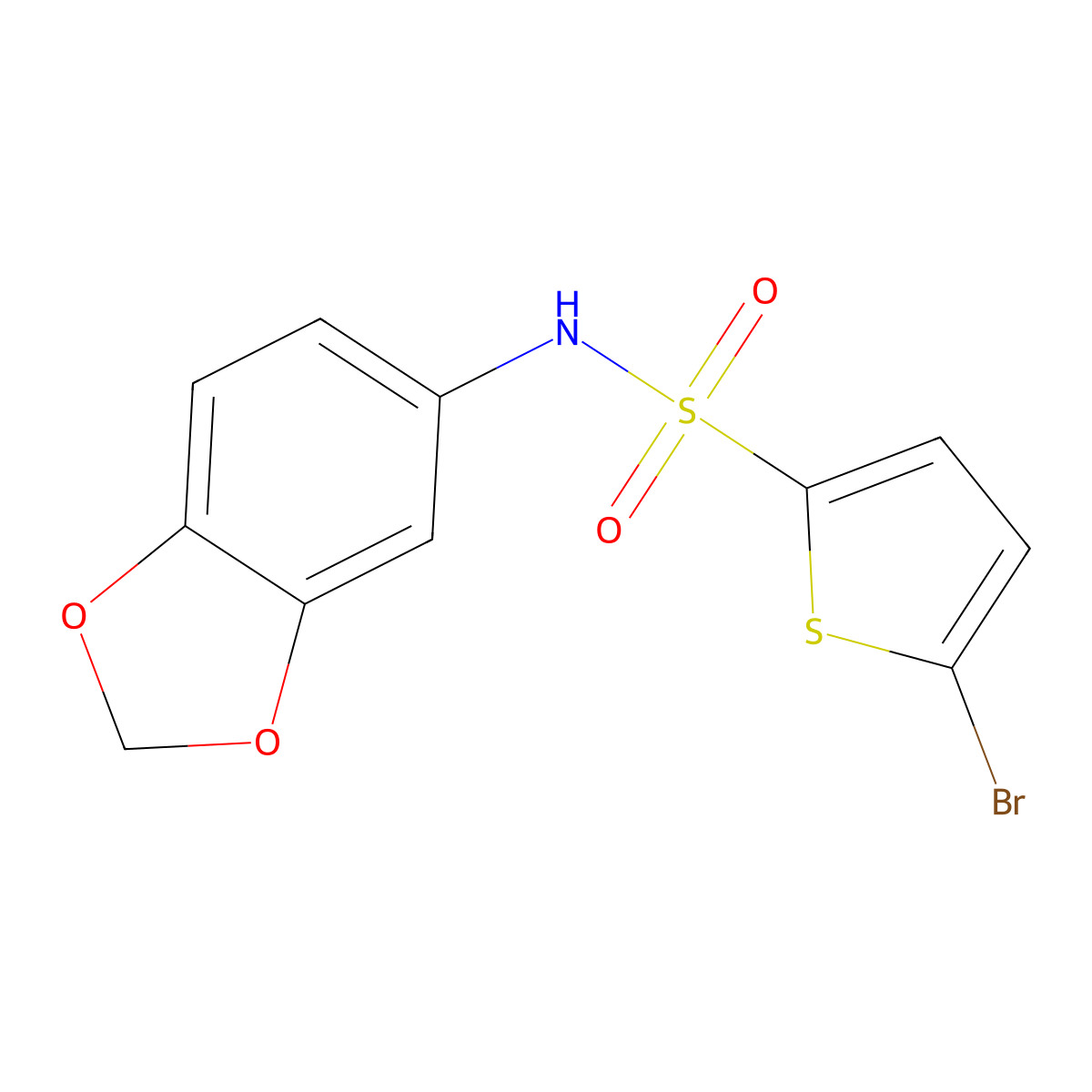 N-(1,3-benzodioxol-5-yl)-5-bromothiophene-2-sulfonamide molecular structure, CAS 620103-88-0