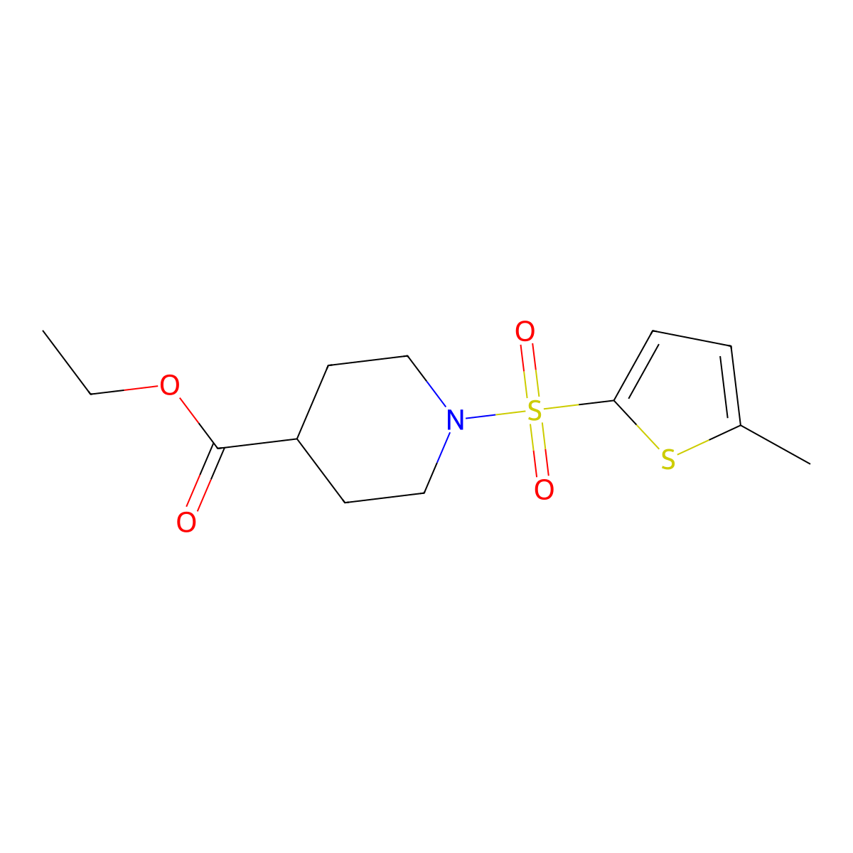 Ethyl1-[(5-methyl-2-thienyl)sulfonyl]-4-piperidinecarboxylate molecular structure, CAS 620104-15-6