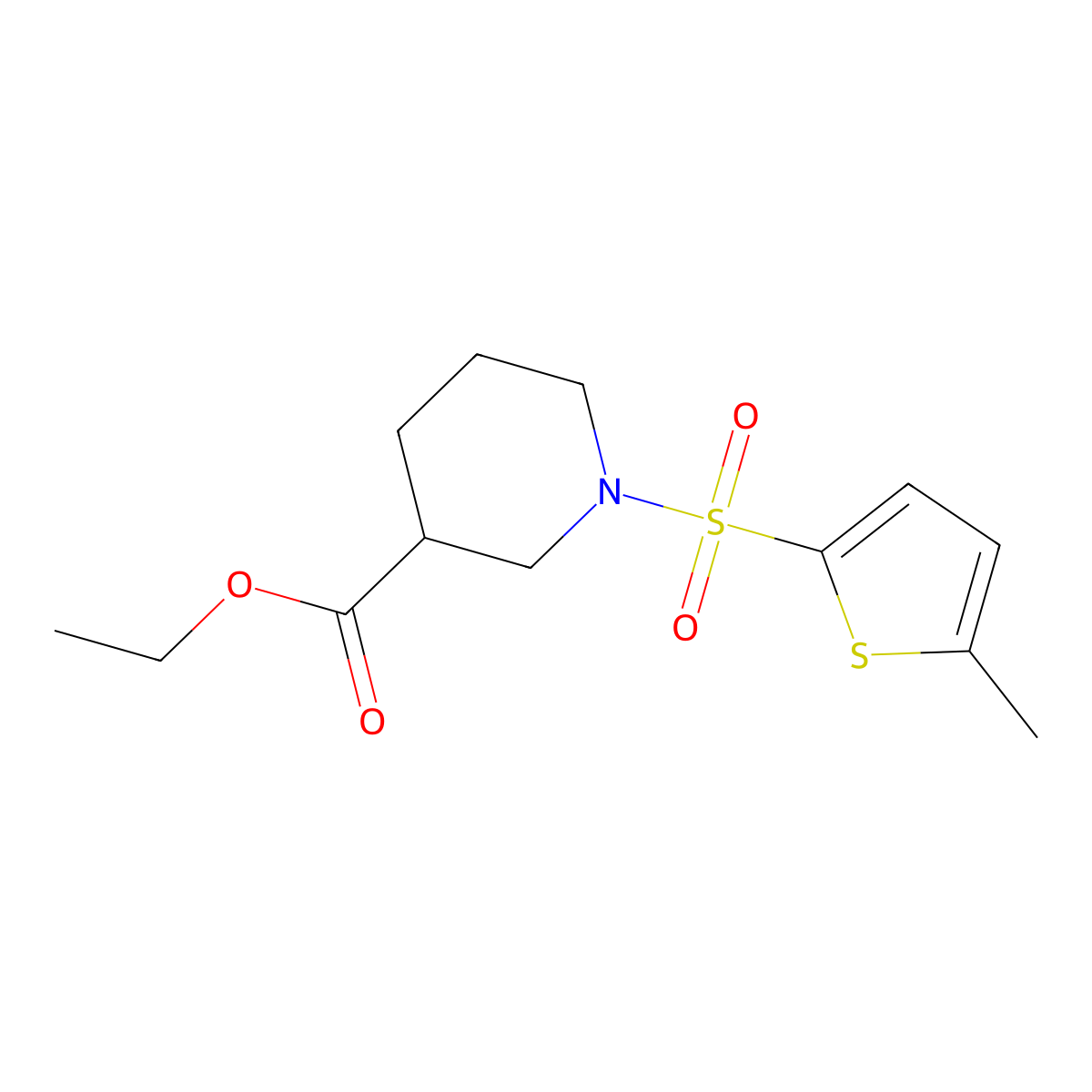 Ethyl 1-[(5-methyl-2-thienyl)sulfonyl]piperidine-3-carboxylate molecular structure, CAS 620104-16-7