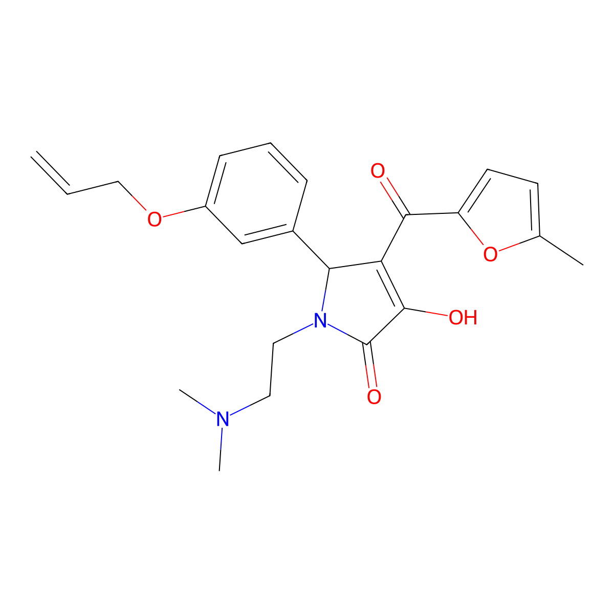 5-(3-Allyloxy-phenyl)-1-(2-dimethylamino-ethyl)-3-hydroxy-4-(5-methyl-furan-2-carbonyl)-1,5-dihydro-pyrrol-2-one molecular structure, CAS 620116-98-5