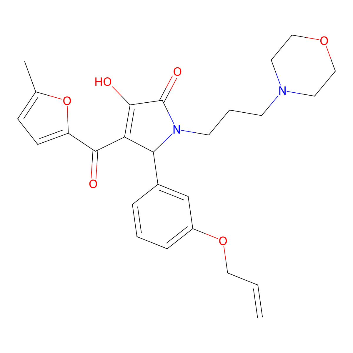 3-Hydroxy-4-[(5-methyl(2-furyl))carbonyl]-1-(3-morpholin-4-ylpropyl)-5-(3-prop-2-enyloxyphenyl)-3-pyrrolin-2-one molecular structure, CAS 620117-00-2