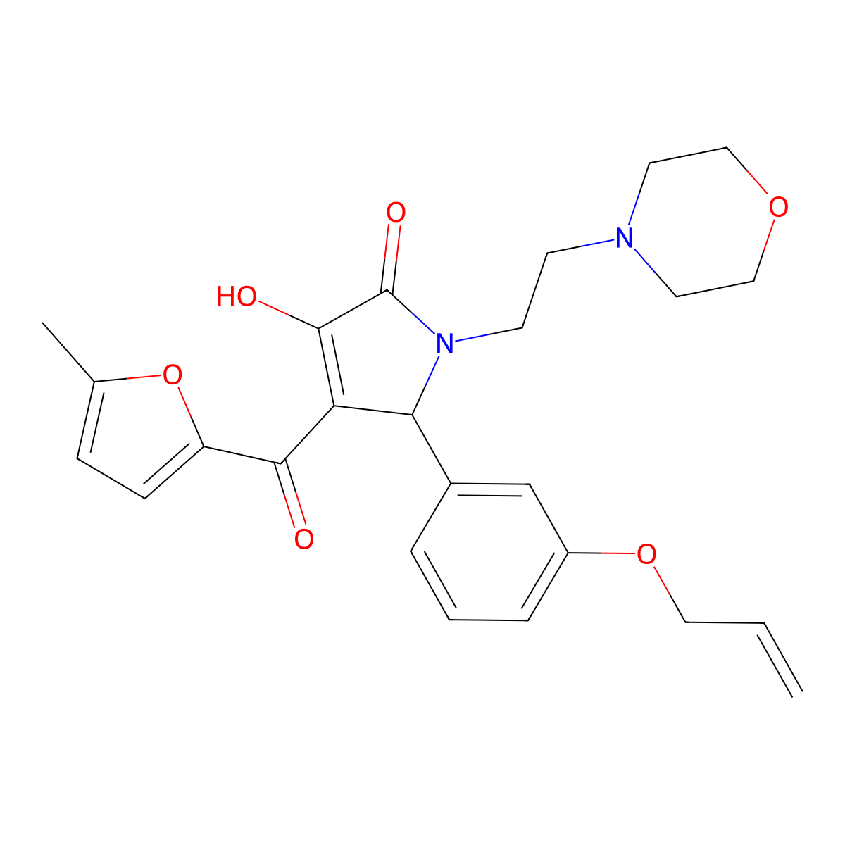 3-Hydroxy-4-[(5-methyl(2-furyl))carbonyl]-1-(2-morpholin-4-ylethyl)-5-(3-prop-2-enyloxyphenyl)-3-pyrrolin-2-one molecular structure, CAS 620117-02-4