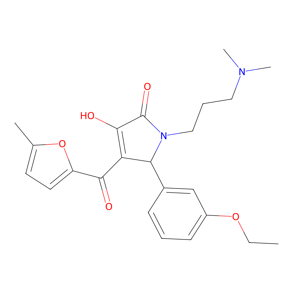 1-[3-(dimethylamino)propyl]-5-(3-ethoxyphenyl)-3-hydroxy-4-(5-methylfuran-2-carbonyl)-2,5-dihydro-1H-pyrrol-2-one molecular structure, CAS 620117-74-0