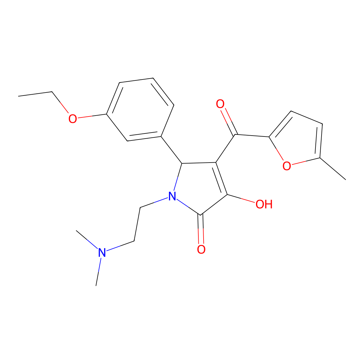 1-[2-(dimethylamino)ethyl]-5-(3-ethoxyphenyl)-3-hydroxy-4-(5-methylfuran-2-carbonyl)-2,5-dihydro-1H-pyrrol-2-one molecular structure, CAS 620117-77-3