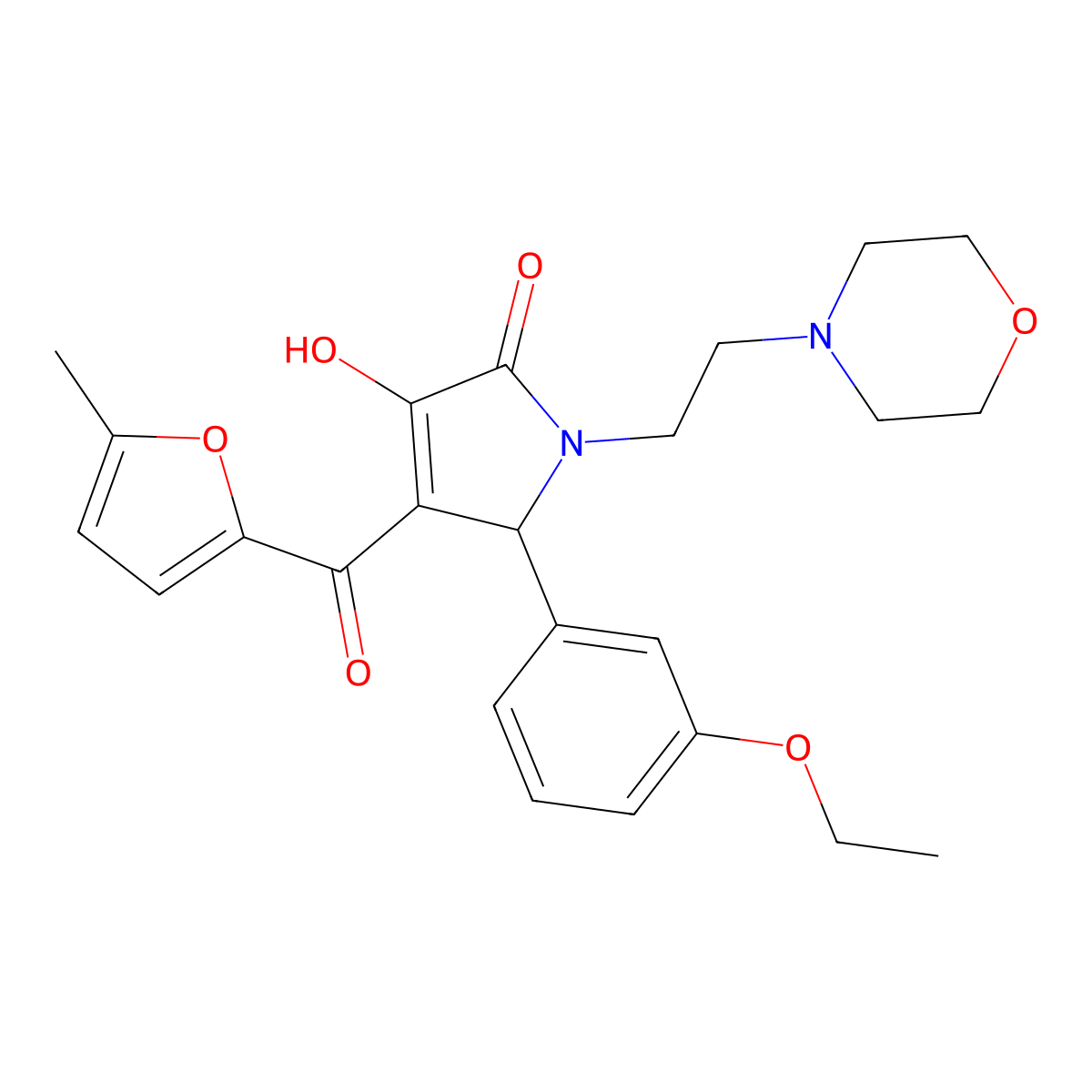 5-(3-ethoxyphenyl)-3-hydroxy-4-[(5-methylfuran-2-yl)carbonyl]-1-[2-(morpholin-4-yl)ethyl]-1,5-dihydro-2H-pyrrol-2-one molecular structure, CAS 620117-79-5
