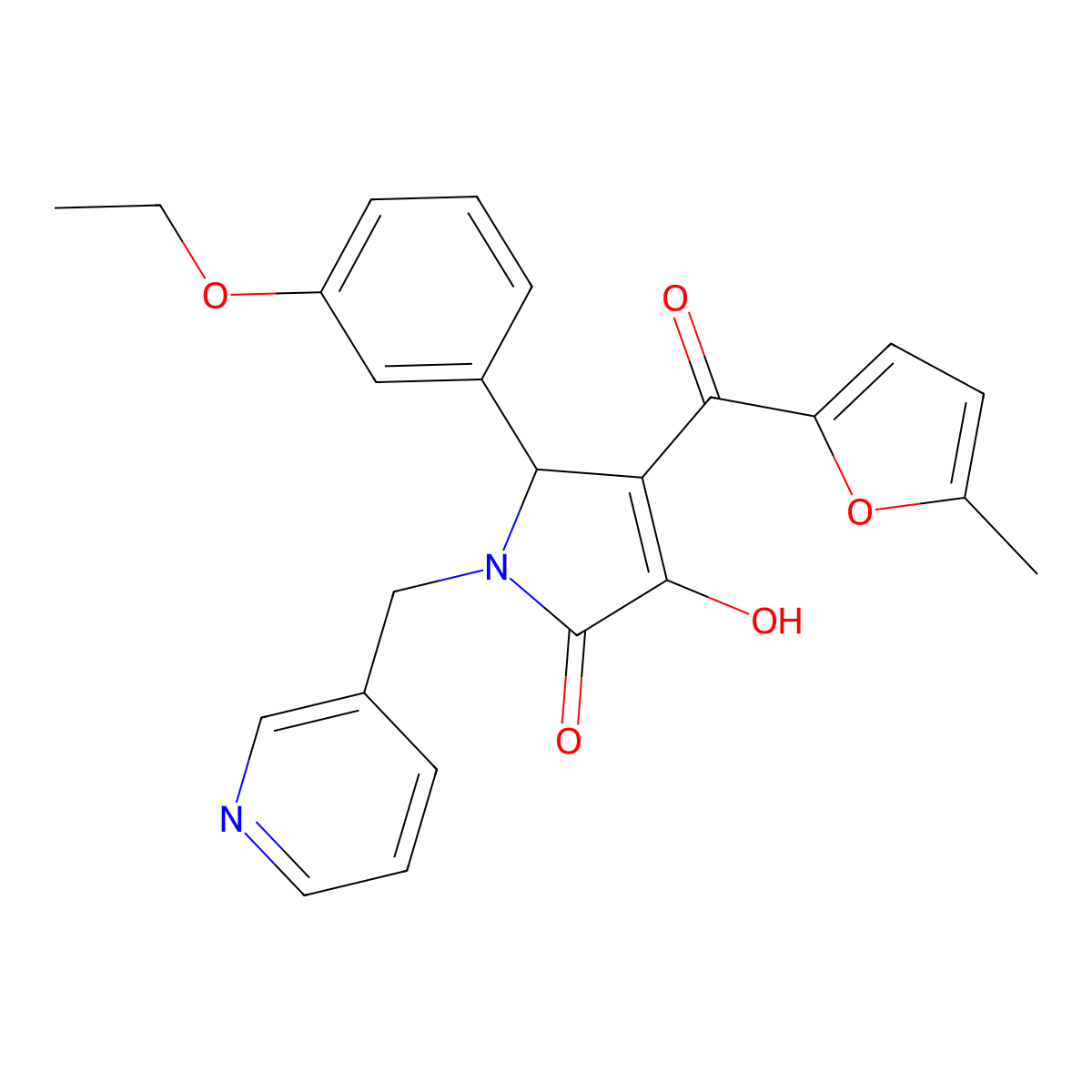 5-(3-ethoxyphenyl)-3-hydroxy-4-(5-methylfuran-2-carbonyl)-1-[(pyridin-3-yl)methyl]-2,5-dihydro-1H-pyrrol-2-one molecular structure, CAS 620117-84-2