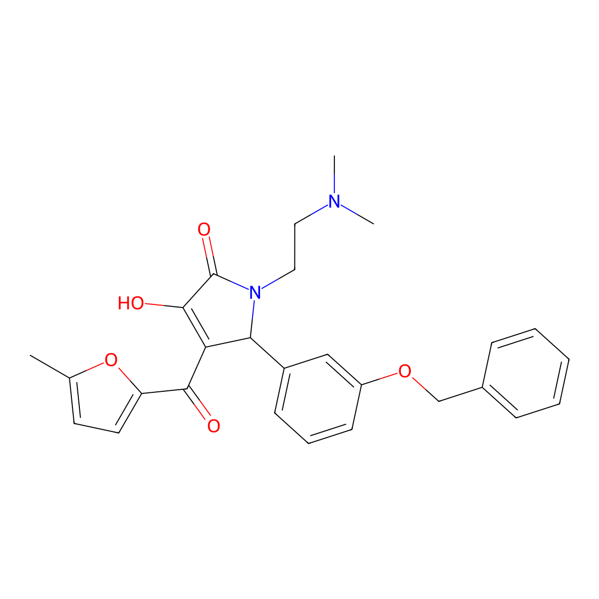 1-[2-(Dimethylamino)ethyl]-4-hydroxy-3-(5-methylfuran-2-carbonyl)-2-(3-phenylmethoxyphenyl)-2H-pyrrol-5-one molecular structure, CAS 620118-11-8