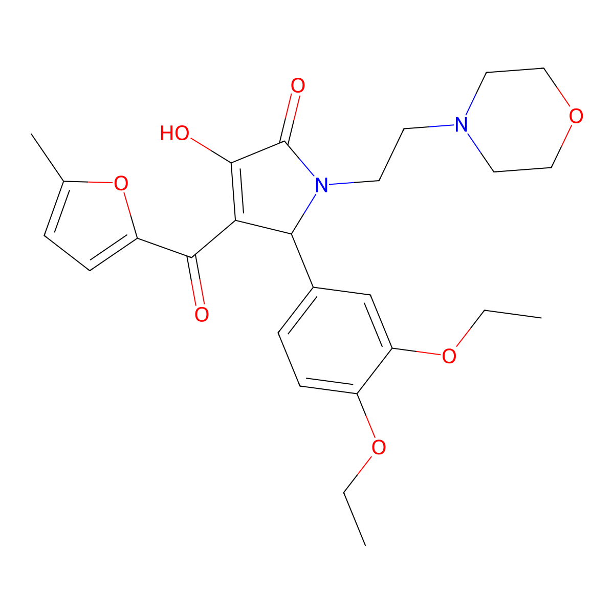 5-(3,4-Diethoxyphenyl)-3-hydroxy-4-[(5-methyl(2-furyl))carbonyl]-1-(2-morpholi n-4-ylethyl)-3-pyrrolin-2-one molecular structure, CAS 620119-15-5