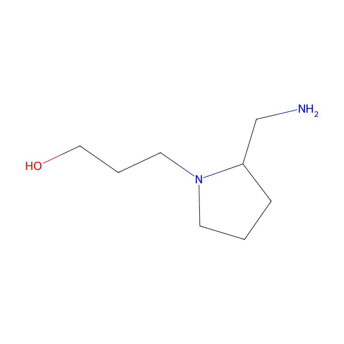 3-[2-(Aminomethyl)pyrrolidin-1-yl]propan-1-ol molecular structure, CAS 62012-11-7