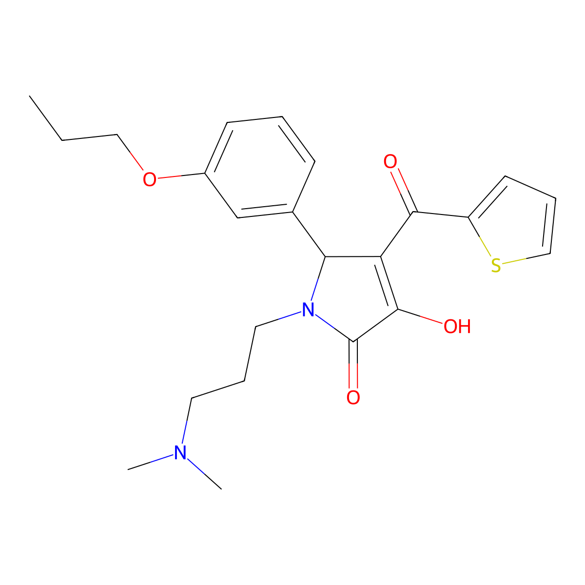 1-(3-(dimethylamino)propyl)-3-hydroxy-5-(3-propoxyphenyl)-4-(thiophene-2-carbonyl)-1H-pyrrol-2(5H)-one molecular structure, CAS 620151-09-9