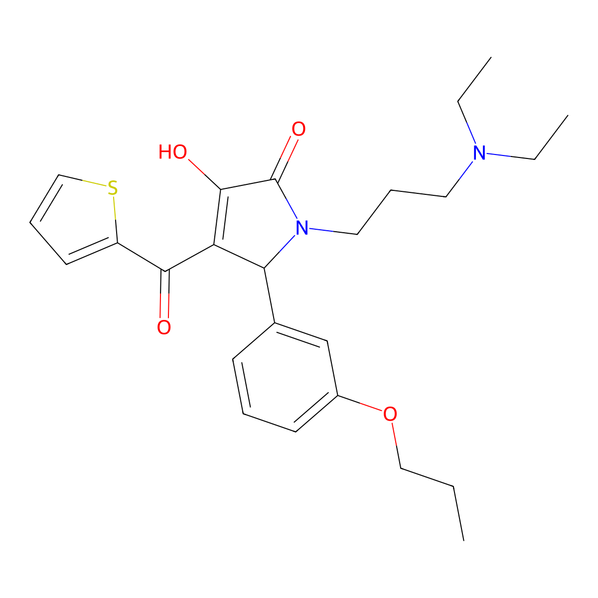 1-[3-(Diethylamino)propyl]-3-hydroxy-5-(3-propoxyphenyl)-4-(2-thienylcarbonyl)-3-pyrrolin-2-one molecular structure, CAS 620151-64-6