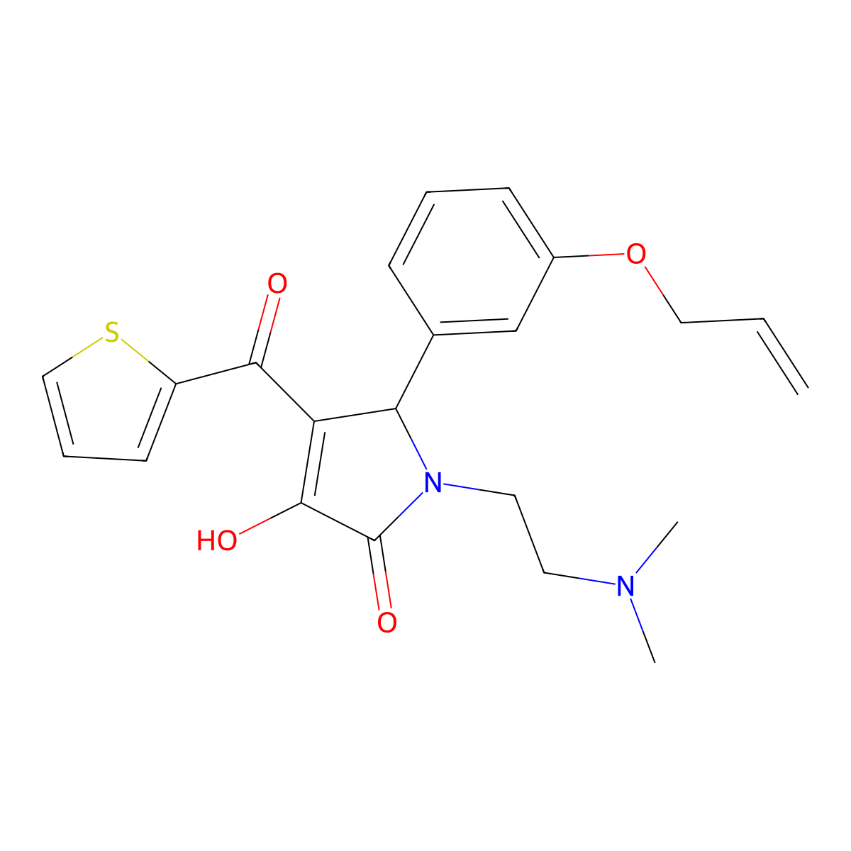 5-(3-(allyloxy)phenyl)-1-(2-(dimethylamino)ethyl)-3-hydroxy-4-(thiophene-2-carbonyl)-1H-pyrrol-2(5H)-one molecular structure, CAS 620151-82-8