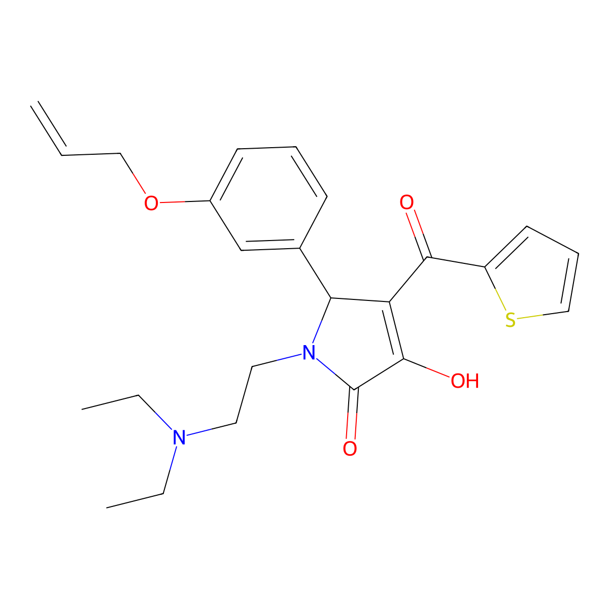5-(3-(allyloxy)phenyl)-1-(2-(diethylamino)ethyl)-3-hydroxy-4-(thiophene-2-carbonyl)-1H-pyrrol-2(5H)-one molecular structure, CAS 620151-91-9