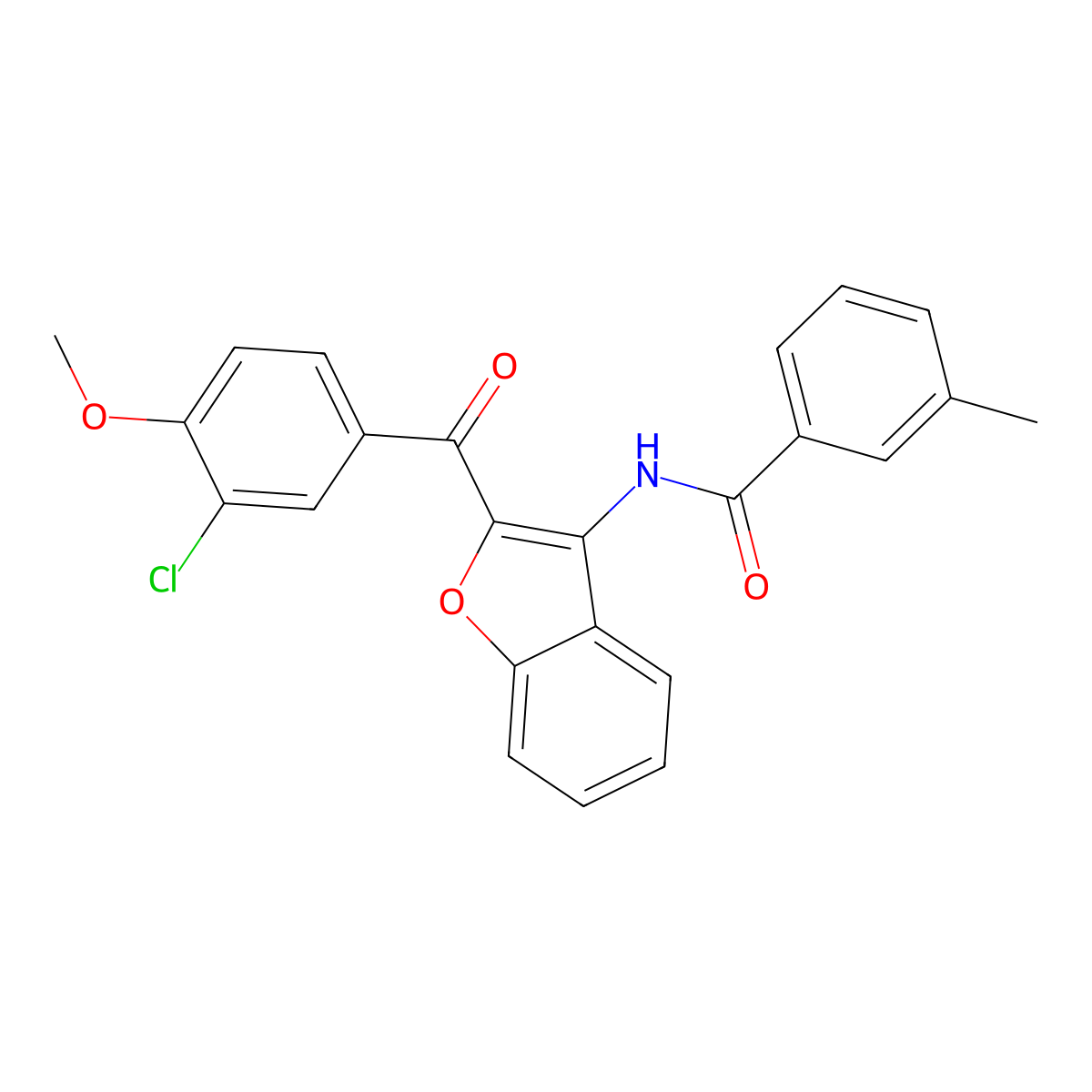 N-{2-[(3-chloro-4-methoxyphenyl)carbonyl]-1-benzofuran-3-yl}-3-methylbenzamide molecular structure, CAS 620153-26-6