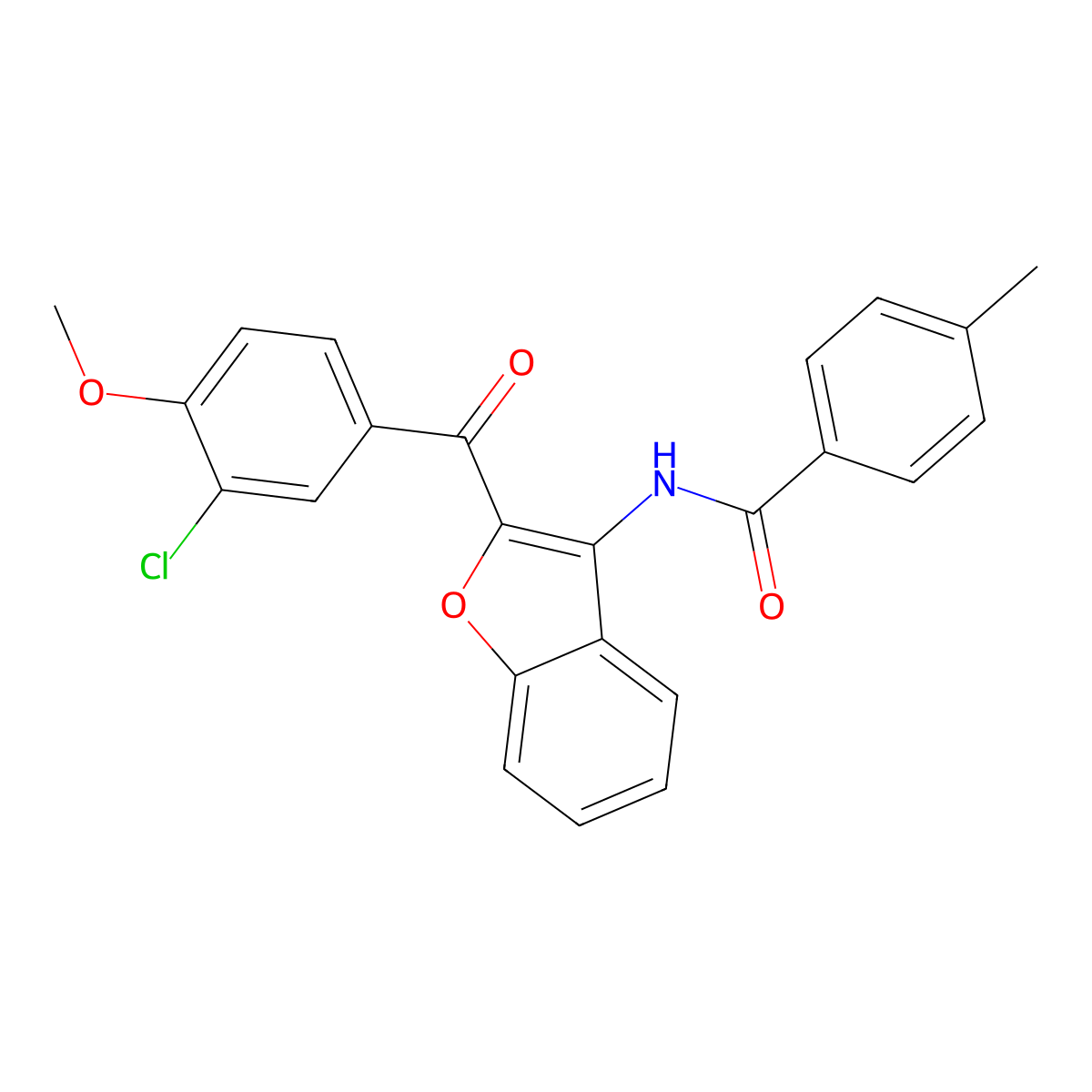 N-{2-[(3-chloro-4-methoxyphenyl)carbonyl]-1-benzofuran-3-yl}-4-methylbenzamide molecular structure, CAS 620153-28-8