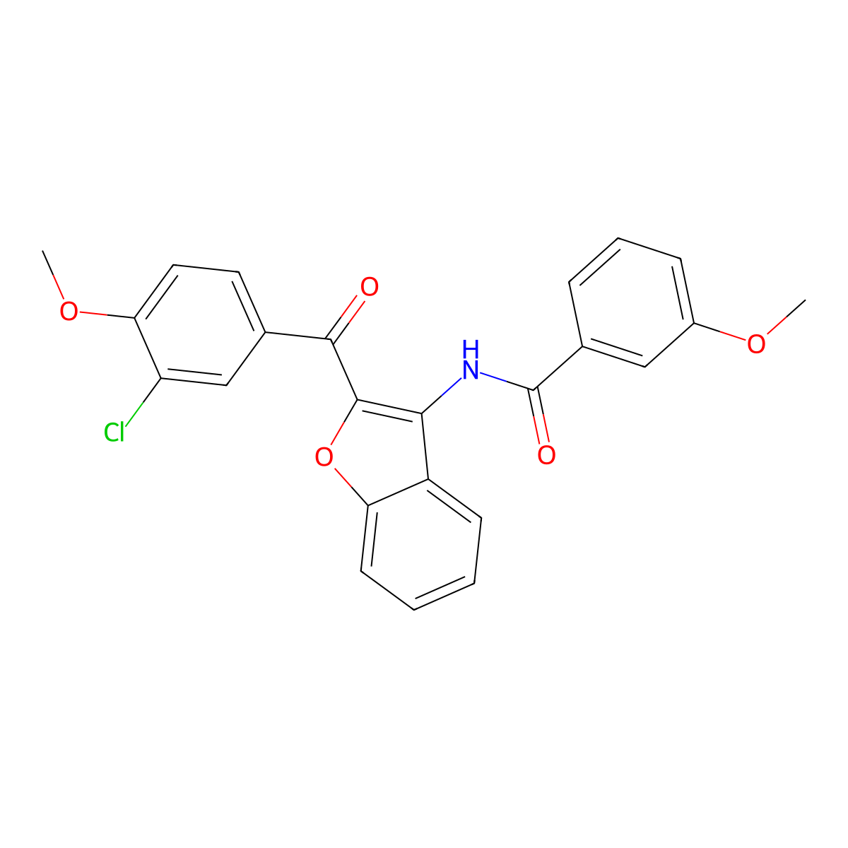 N-{2-[(3-chloro-4-methoxyphenyl)carbonyl]-1-benzofuran-3-yl}-3-methoxybenzamide molecular structure, CAS 620153-34-6