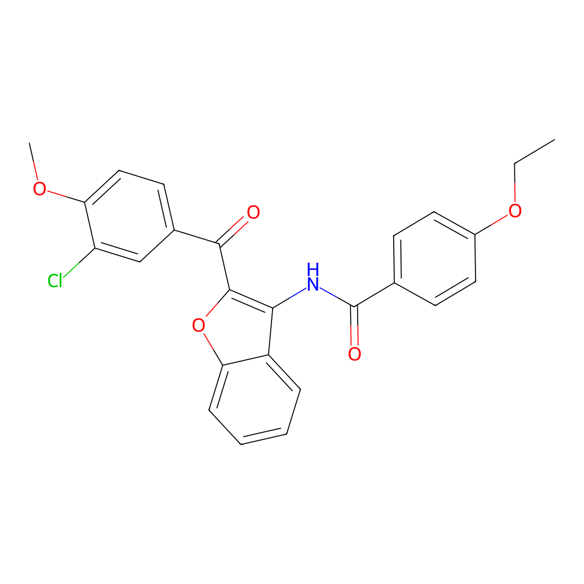 N-{2-[(3-chloro-4-methoxyphenyl)carbonyl]-1-benzofuran-3-yl}-4-ethoxybenzamide molecular structure, CAS 620153-37-9