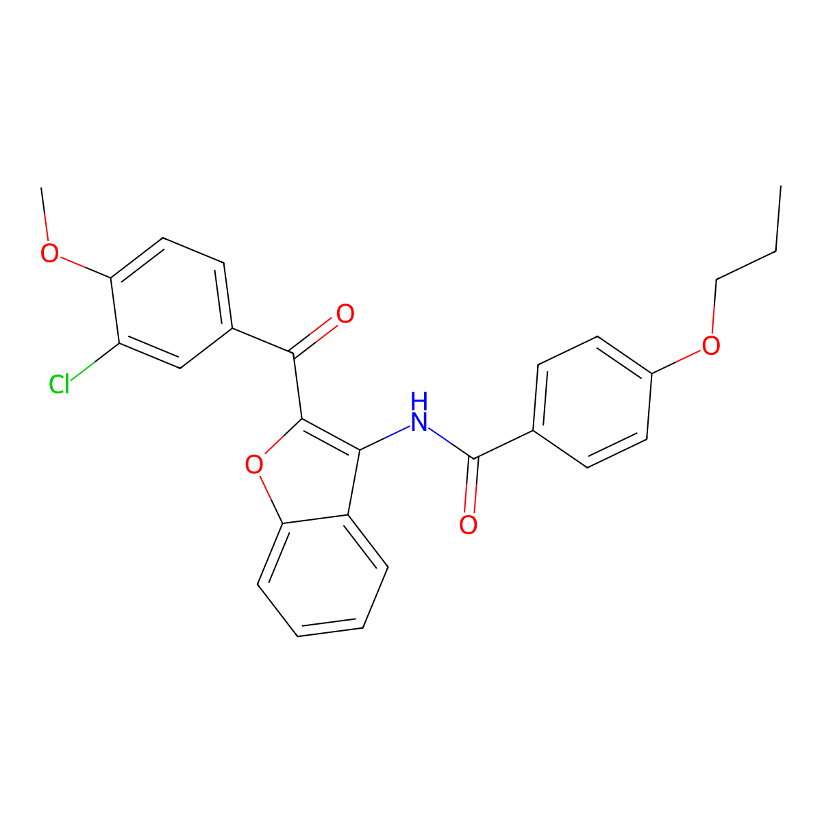 N-{2-[(3-chloro-4-methoxyphenyl)carbonyl]-1-benzofuran-3-yl}-4-propoxybenzamide molecular structure, CAS 620153-40-4