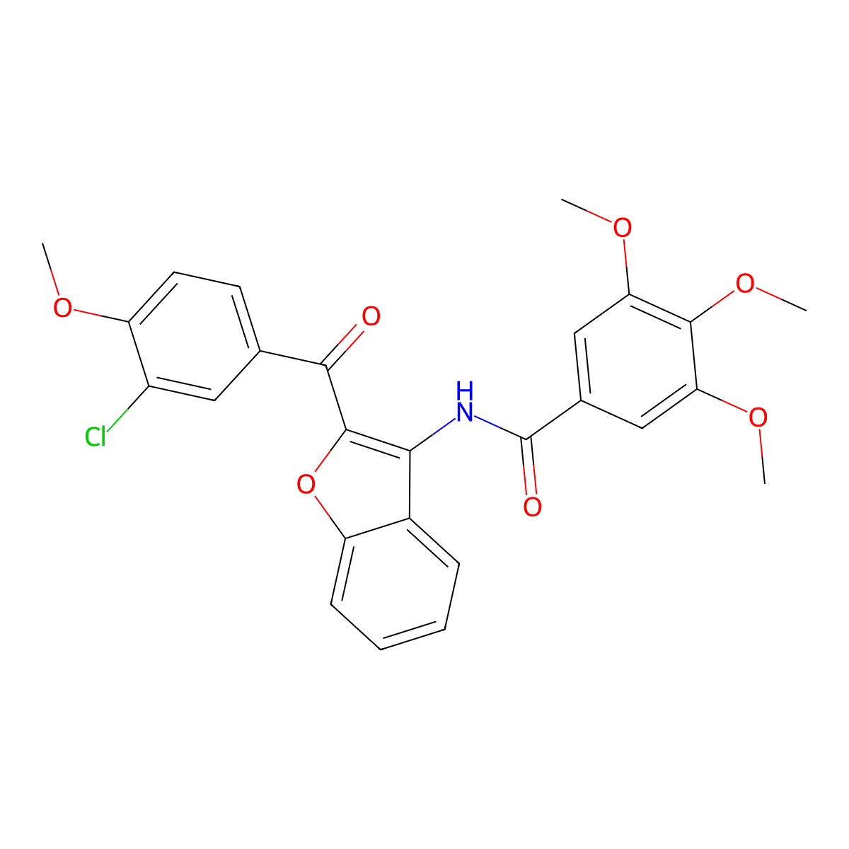 N-{2-[(3-chloro-4-methoxyphenyl)carbonyl]-1-benzofuran-3-yl}-3,4,5-trimethoxybenzamide molecular structure, CAS 620153-45-9