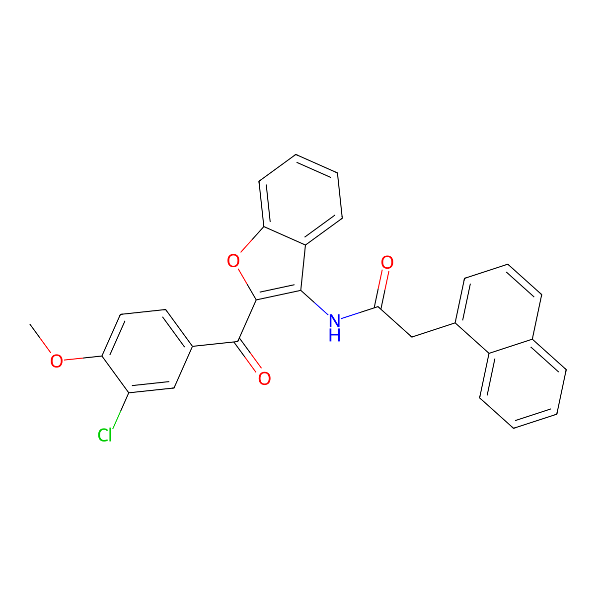 N-{2-[(3-chloro-4-methoxyphenyl)carbonyl]-1-benzofuran-3-yl}-2-(naphthalen-1-yl)acetamide molecular structure, CAS 620153-51-7