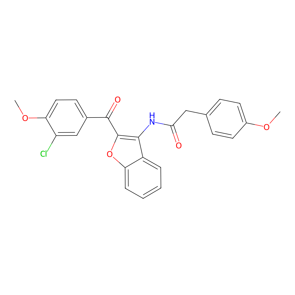 N-{2-[(3-chloro-4-methoxyphenyl)carbonyl]-1-benzofuran-3-yl}-2-(4-methoxyphenyl)acetamide molecular structure, CAS 620153-53-9