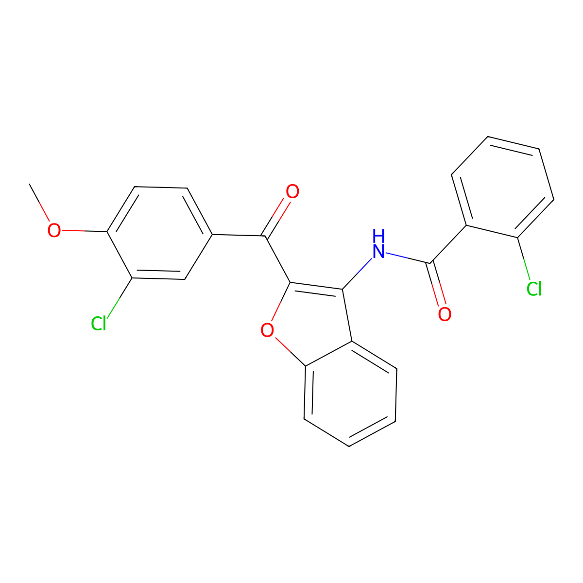 2-chloro-N-{2-[(3-chloro-4-methoxyphenyl)carbonyl]-1-benzofuran-3-yl}benzamide molecular structure, CAS 620153-59-5
