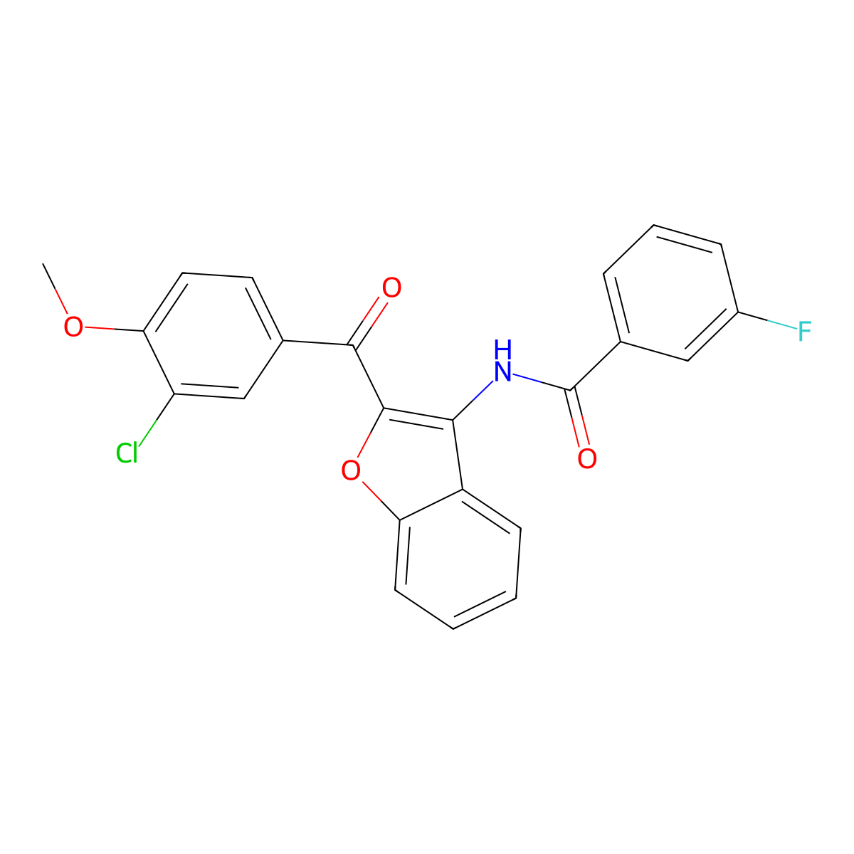 N-{2-[(3-chloro-4-methoxyphenyl)carbonyl]-1-benzofuran-3-yl}-3-fluorobenzamide molecular structure, CAS 620153-64-2