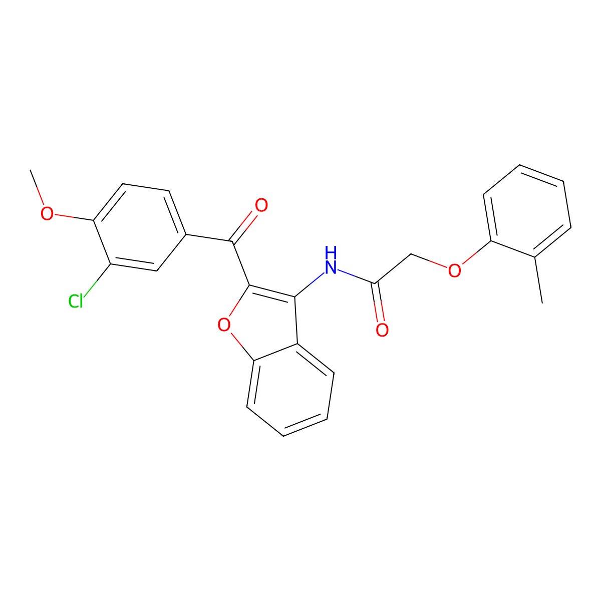 N-{2-[(3-chloro-4-methoxyphenyl)carbonyl]-1-benzofuran-3-yl}-2-(2-methylphenoxy)acetamide molecular structure, CAS 620153-78-8