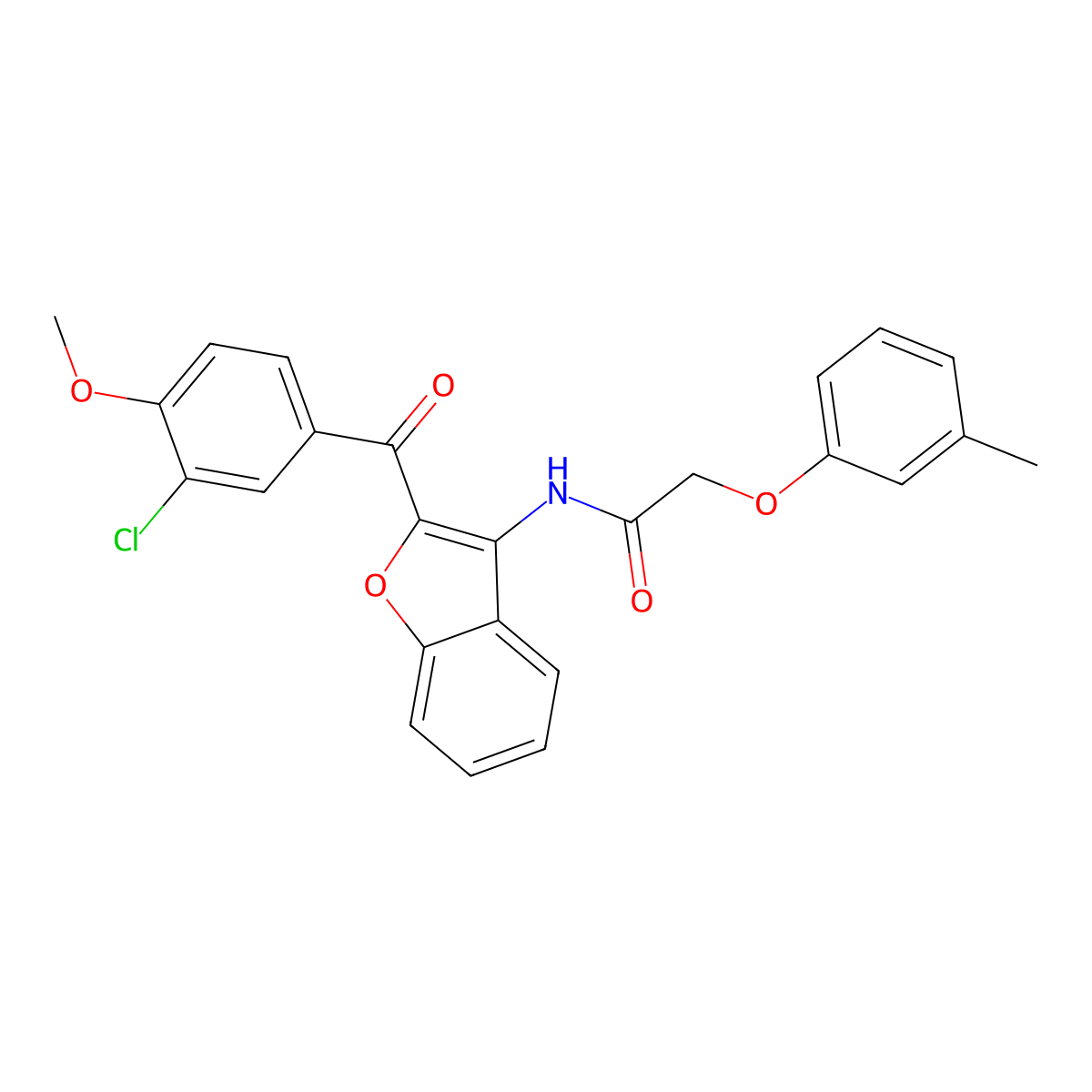 N-{2-[(3-chloro-4-methoxyphenyl)carbonyl]-1-benzofuran-3-yl}-2-(3-methylphenoxy)acetamide molecular structure, CAS 620153-80-2