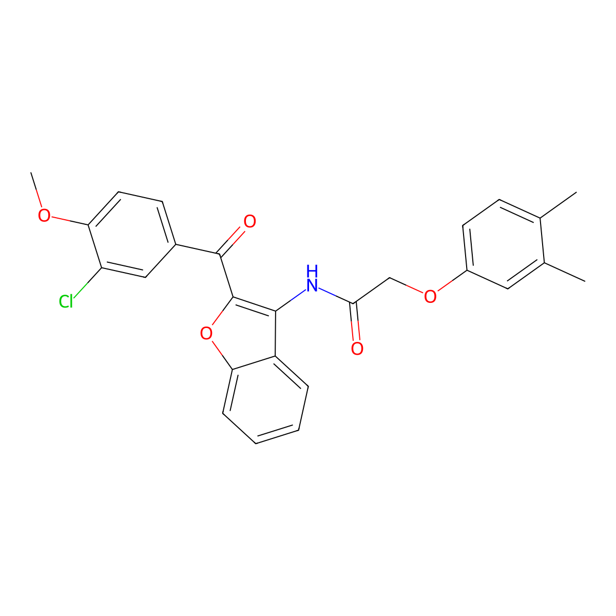 N-{2-[(3-chloro-4-methoxyphenyl)carbonyl]-1-benzofuran-3-yl}-2-(3,4-dimethylphenoxy)acetamide molecular structure, CAS 620153-86-8