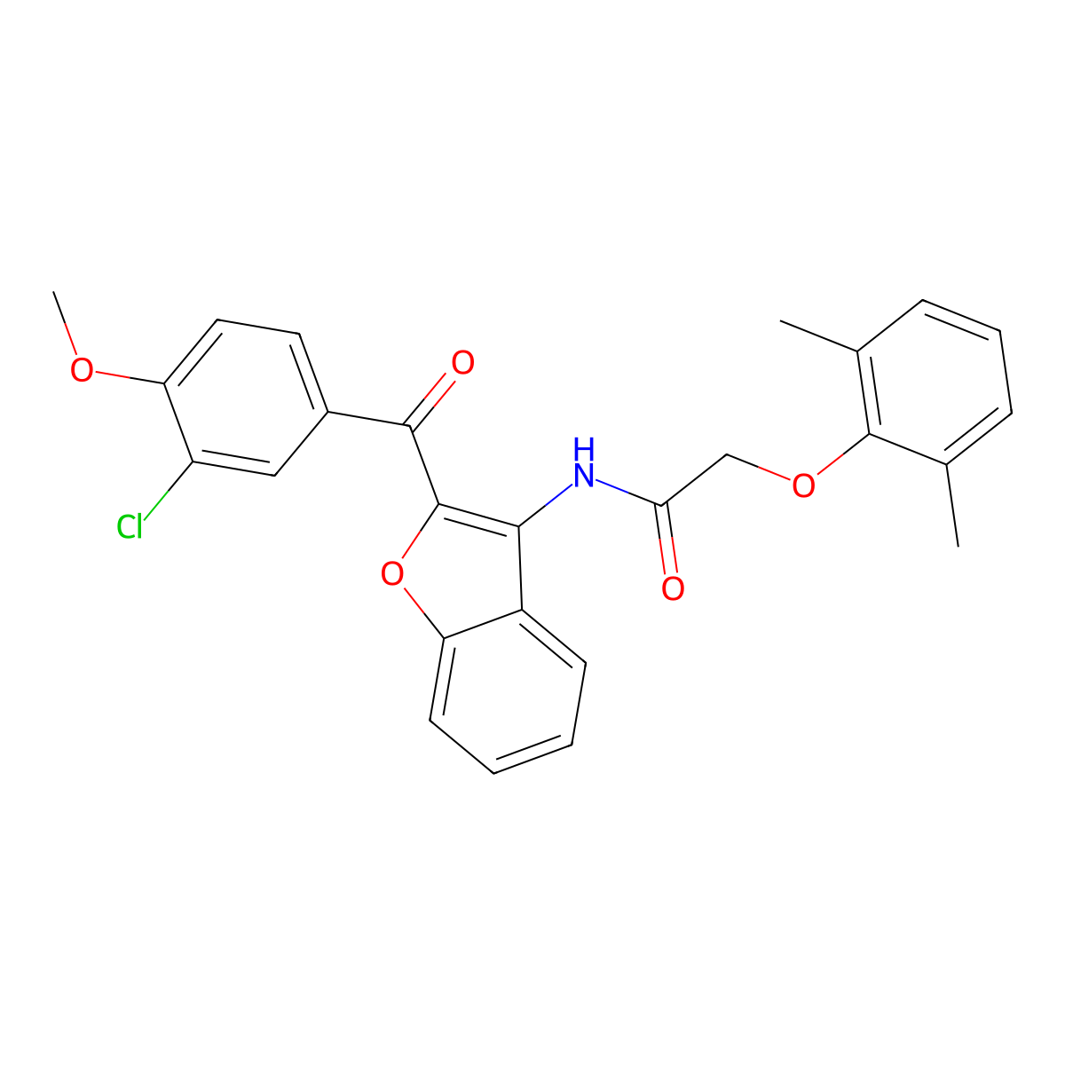 N-{2-[(3-chloro-4-methoxyphenyl)carbonyl]-1-benzofuran-3-yl}-2-(2,6-dimethylphenoxy)acetamide molecular structure, CAS 620153-94-8