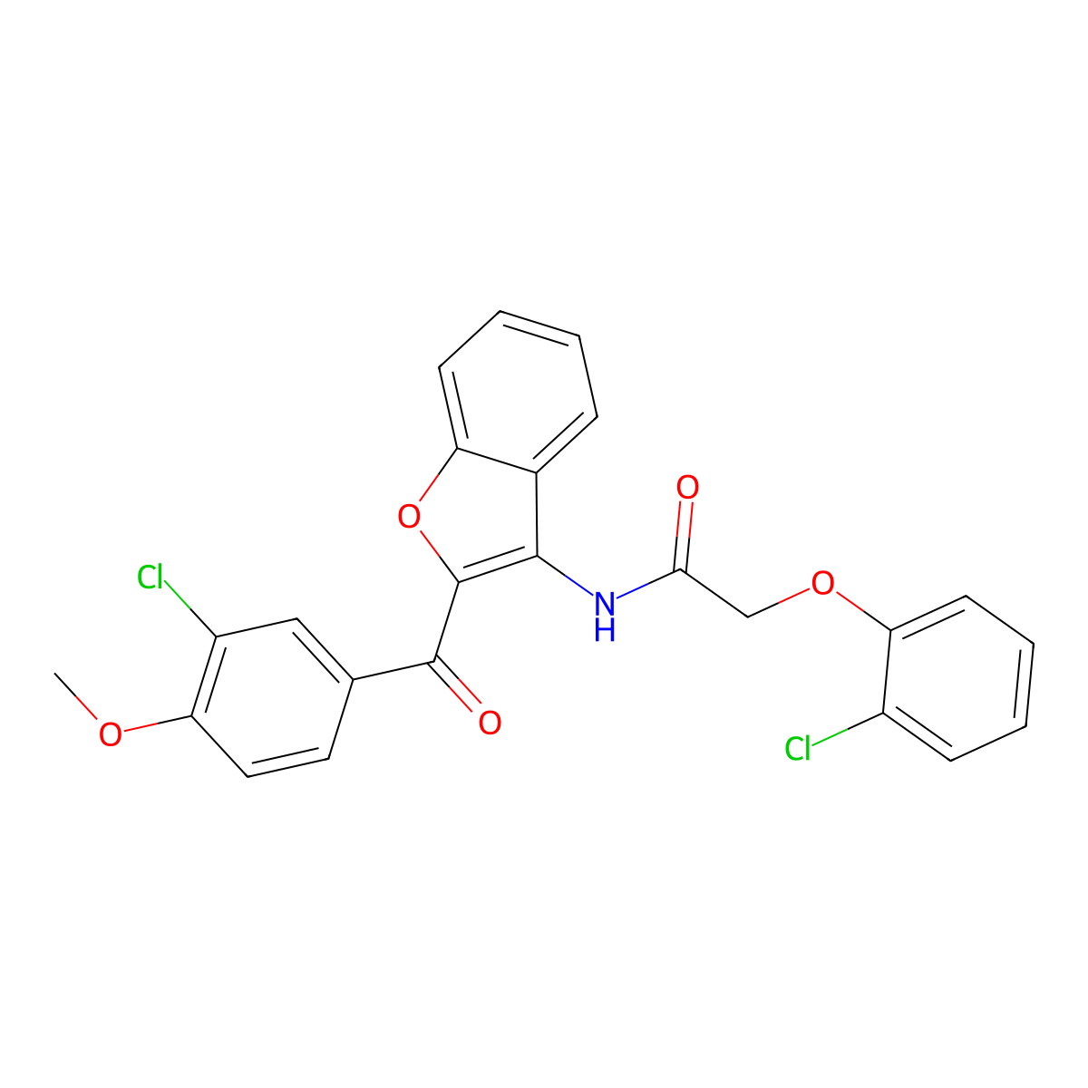 N-{2-[(3-chloro-4-methoxyphenyl)carbonyl]-1-benzofuran-3-yl}-2-(2-chlorophenoxy)acetamide molecular structure, CAS 620154-00-9