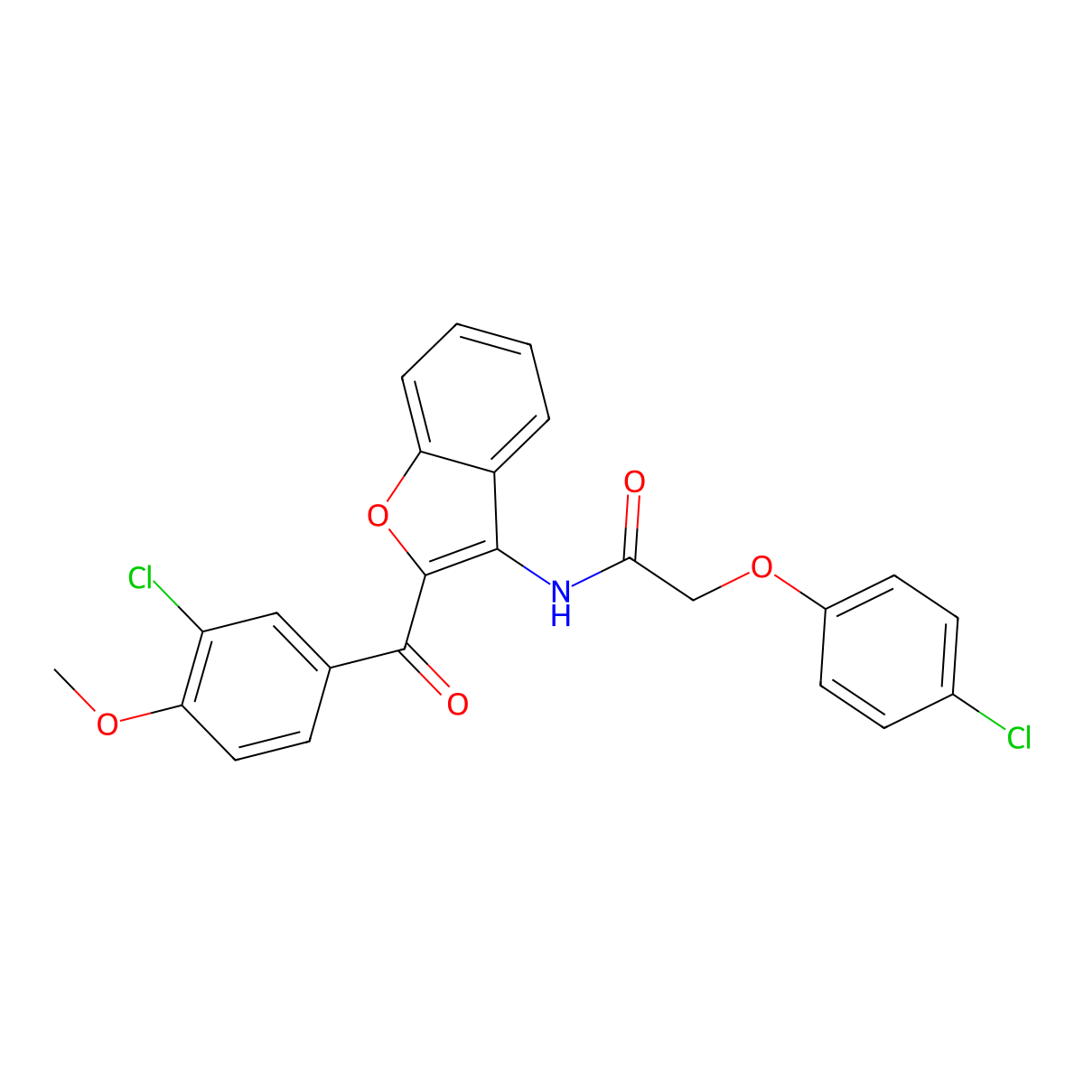 N-{2-[(3-chloro-4-methoxyphenyl)carbonyl]-1-benzofuran-3-yl}-2-(4-chlorophenoxy)acetamide molecular structure, CAS 620154-02-1