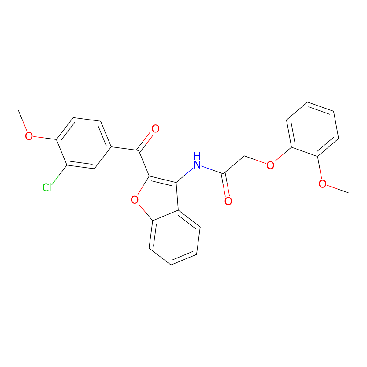 N-{2-[(3-chloro-4-methoxyphenyl)carbonyl]-1-benzofuran-3-yl}-2-(2-methoxyphenoxy)acetamide molecular structure, CAS 620154-10-1