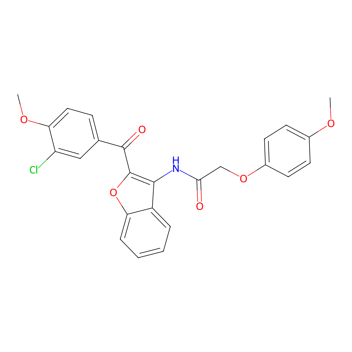 N-{2-[(3-chloro-4-methoxyphenyl)carbonyl]benzo[b]furan-3-yl}-2-(4-methoxypheno xy)acetamide molecular structure, CAS 620154-14-5