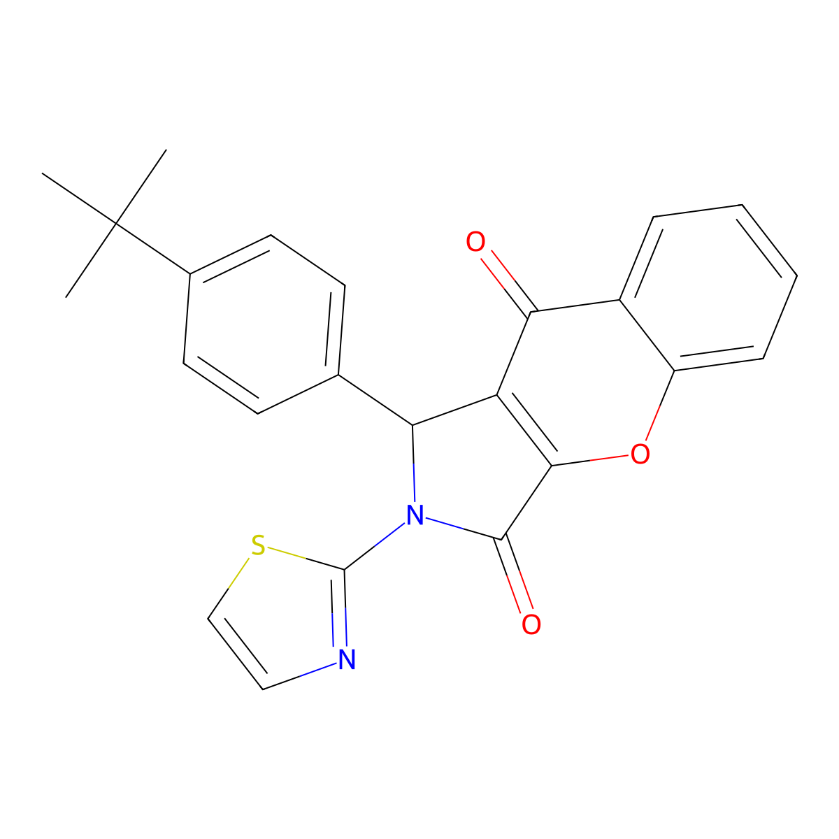 1-(4-Tert-butylphenyl)-2-(1,3-thiazol-2-yl)-1,2-dihydrochromeno[2,3-c]pyrrole-3,9-dione molecular structure, CAS 620154-52-1