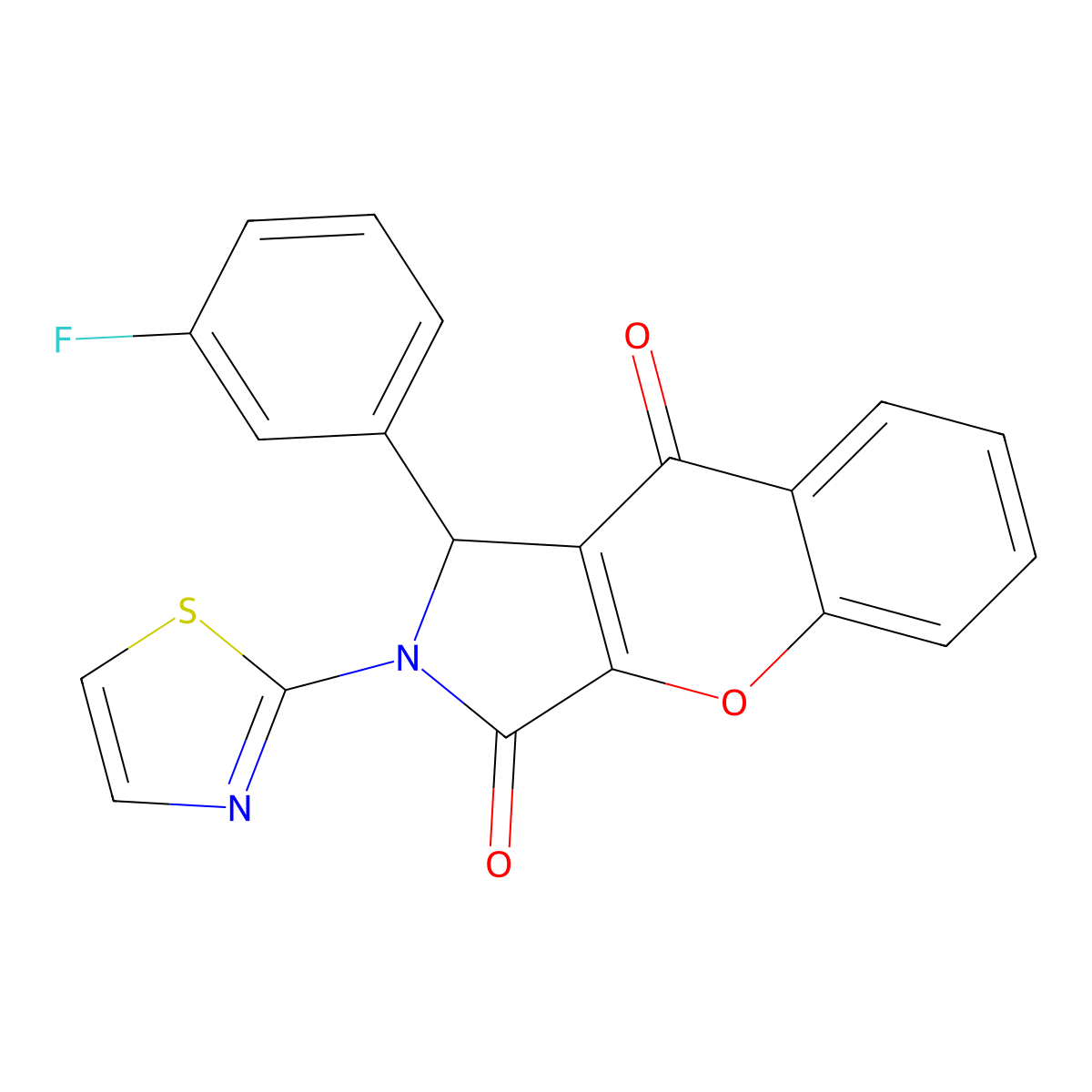 1-(3-Fluorophenyl)-2-(thiazol-2-yl)-1,2-dihydrochromeno[2,3-c]pyrrole-3,9-dione molecular structure, CAS 620154-56-5