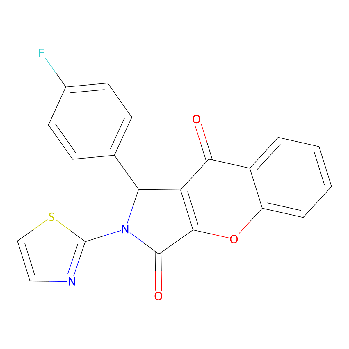 1-(4-Fluorophenyl)-2-(1,3-thiazol-2-yl)-1,2-dihydrochromeno[2,3-c]pyrrole-3,9-dione molecular structure, CAS 620154-58-7