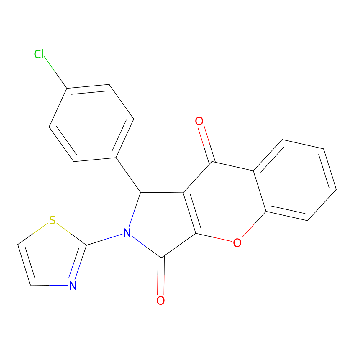 1-(4-Chlorophenyl)-2-(1,3-thiazol-2-yl)-1,2-dihydrochromeno[2,3-c]pyrrole-3,9-dione molecular structure, CAS 620154-62-3