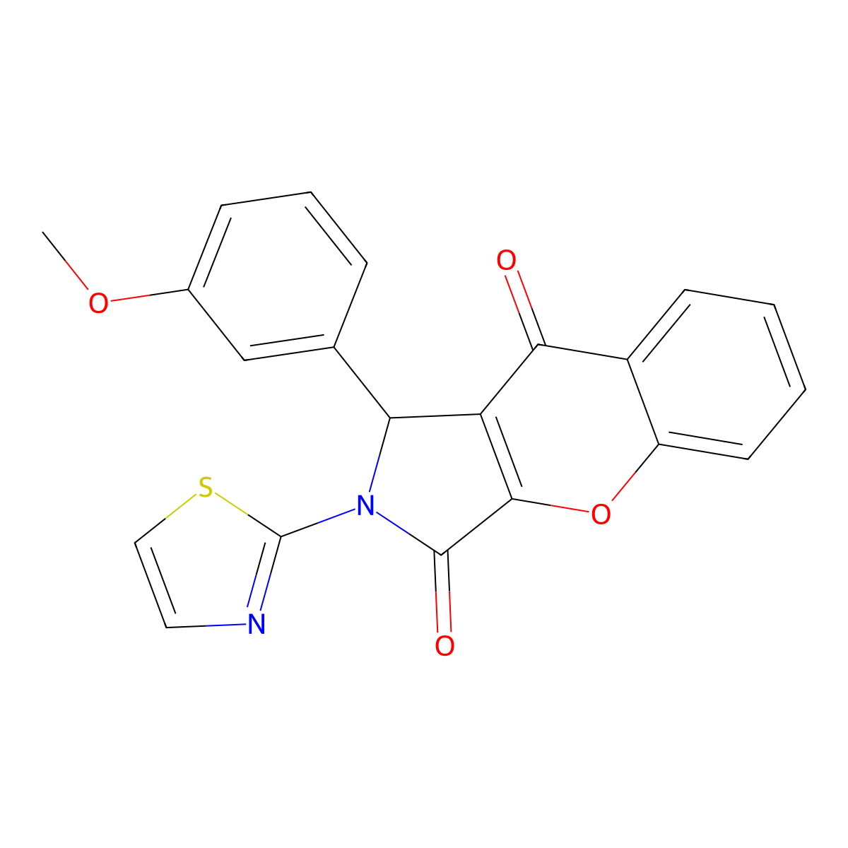 1-(3-Methoxyphenyl)-2-(1,3-thiazol-2-yl)-1,2-dihydrochromeno[2,3-c]pyrrole-3,9-dione molecular structure, CAS 620154-75-8