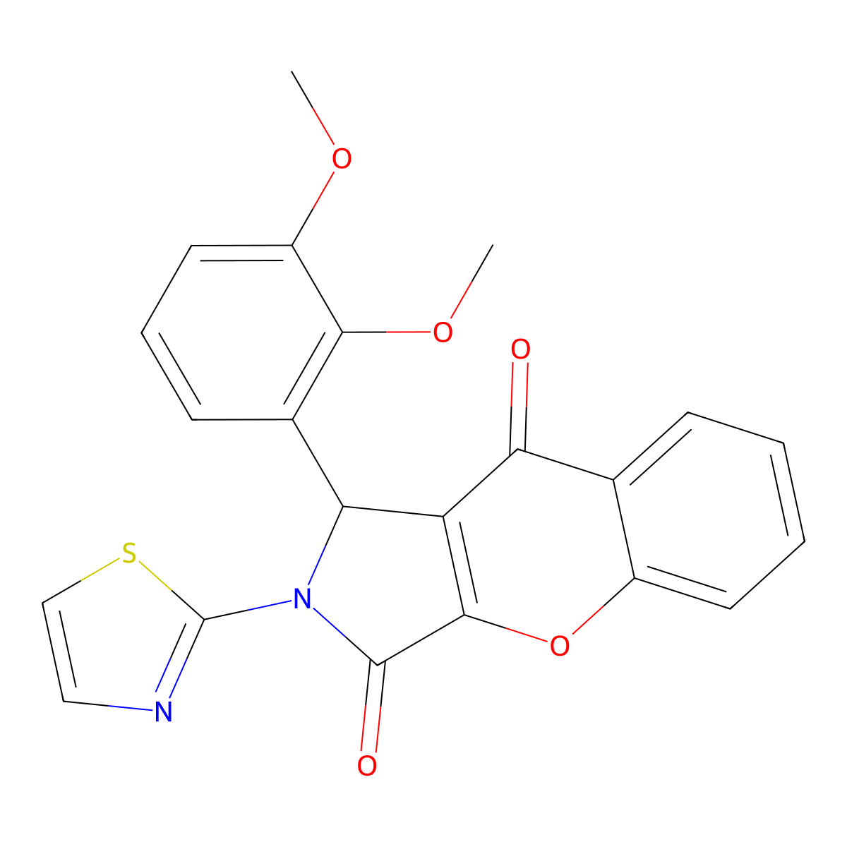 1-(2,3-Dimethoxyphenyl)-2-(1,3-thiazol-2-yl)-1,2-dihydrochromeno[2,3-c]pyrrole-3,9-dione molecular structure, CAS 620154-85-0