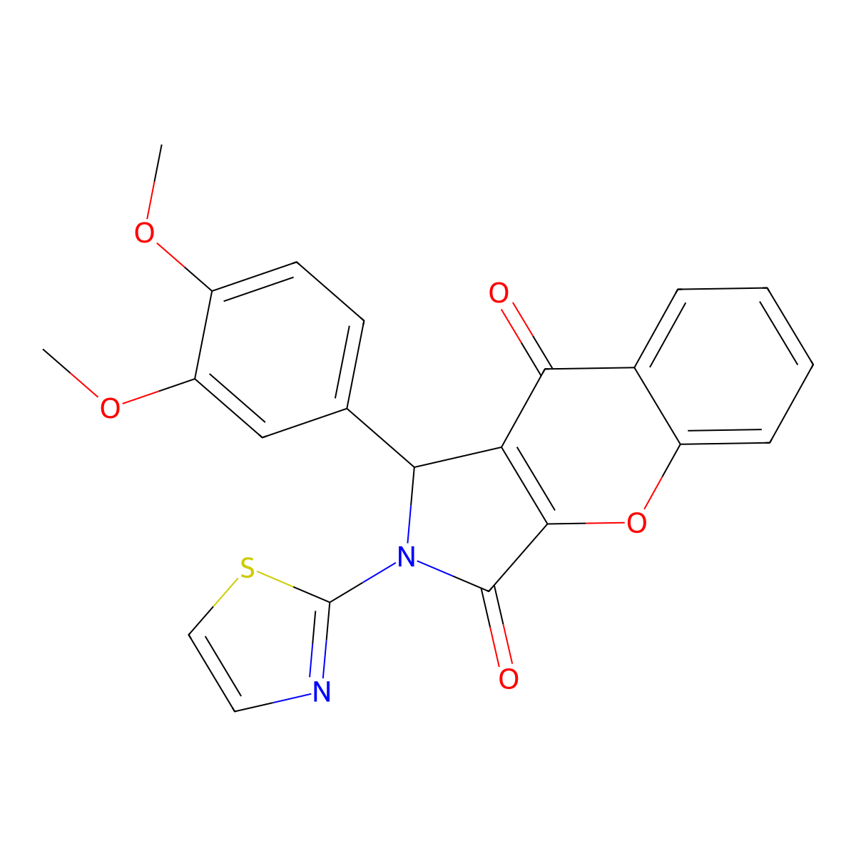 1-(3,4-Dimethoxyphenyl)-2-(1,3-thiazol-2-yl)-1,2-dihydrochromeno[2,3-c]pyrrole-3,9-dione molecular structure, CAS 620154-87-2