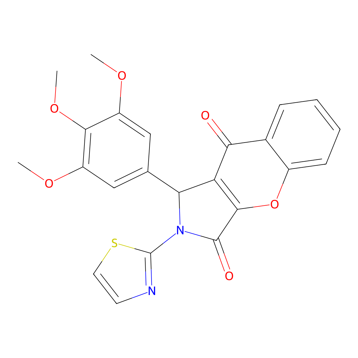 2-(1,3-Thiazol-2-yl)-1-(3,4,5-trimethoxyphenyl)-1,2-dihydrochromeno[2,3-c]pyrrole-3,9-dione molecular structure, CAS 620154-97-4