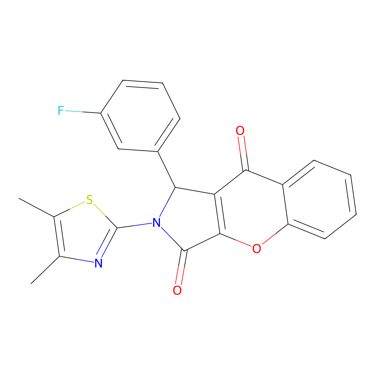 2-(4,5-Dimethylthiazol-2-yl)-1-(3-fluorophenyl)-1,2-dihydrochromeno[2,3-c]pyrrole-3,9-dione molecular structure, CAS 620155-11-5