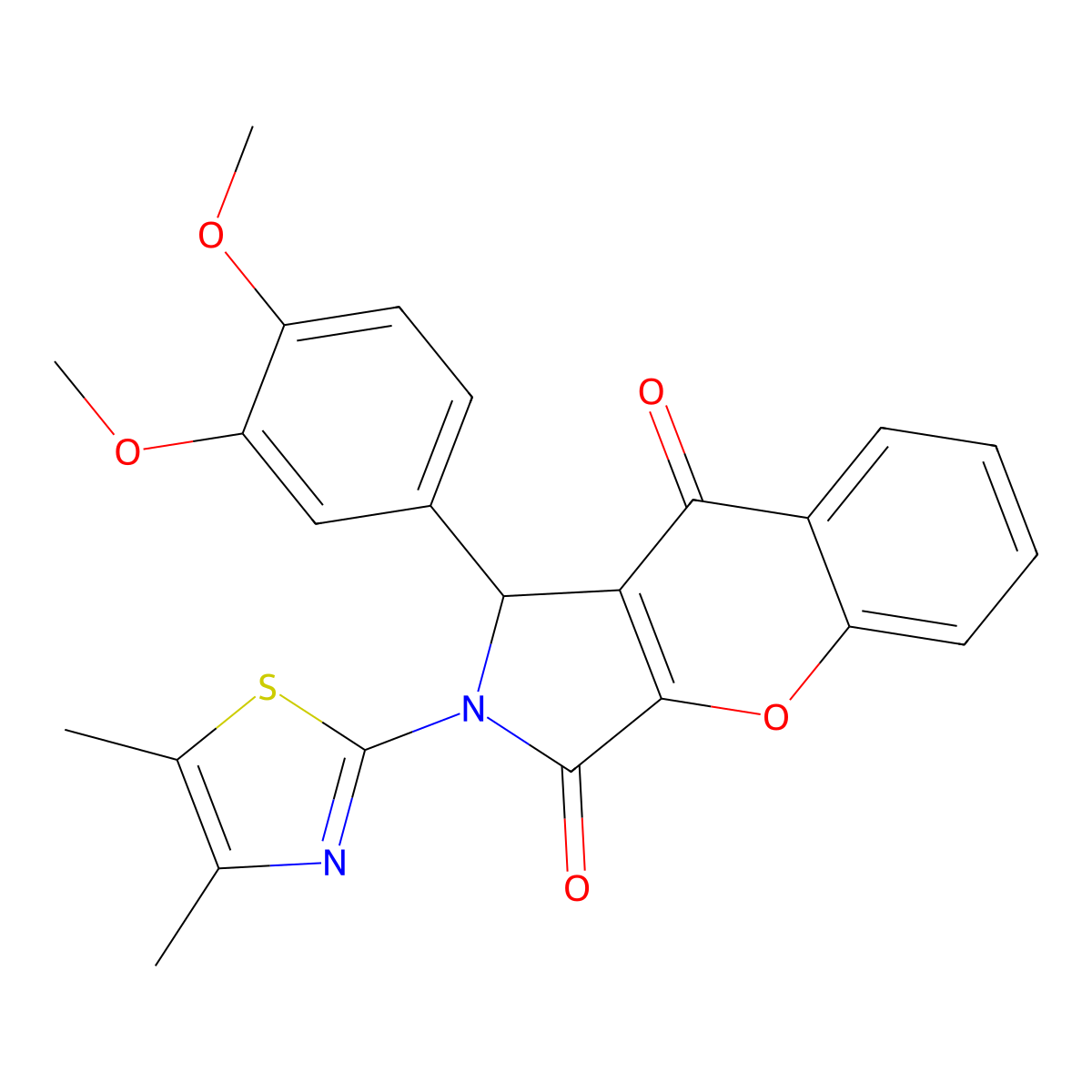 1-(3,4-Dimethoxyphenyl)-2-(4,5-dimethyl-1,3-thiazol-2-yl)-1,2-dihydrochromeno[2,3-c]pyrrole-3,9-dione molecular structure, CAS 620155-39-7